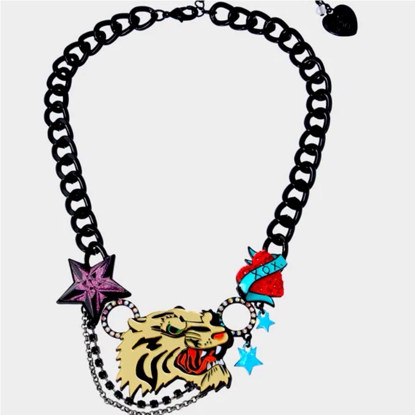 Betsey Johnson Bold Tiger Statement Necklace Nwt